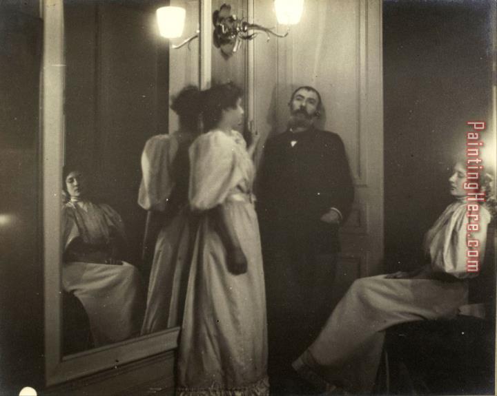 Edgar Degas Portrait of Henry Lerolle with Two of His Daughters, Yvonne And Christine And a Mirror